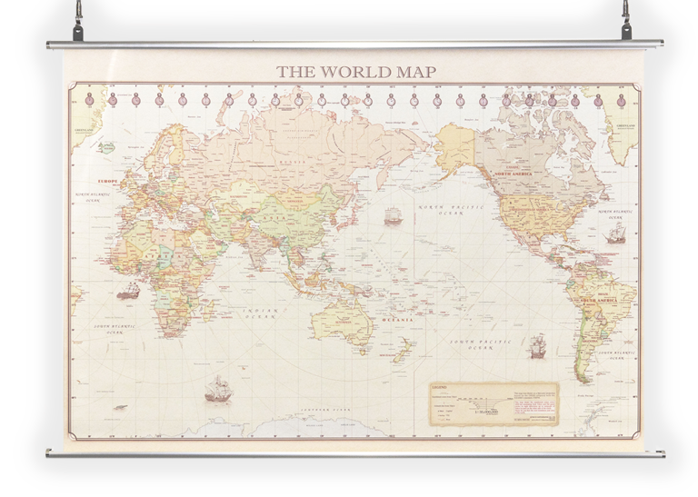 地図タペストリーレトロ調世界地図 A0 シルバー 東京カートグラフィック